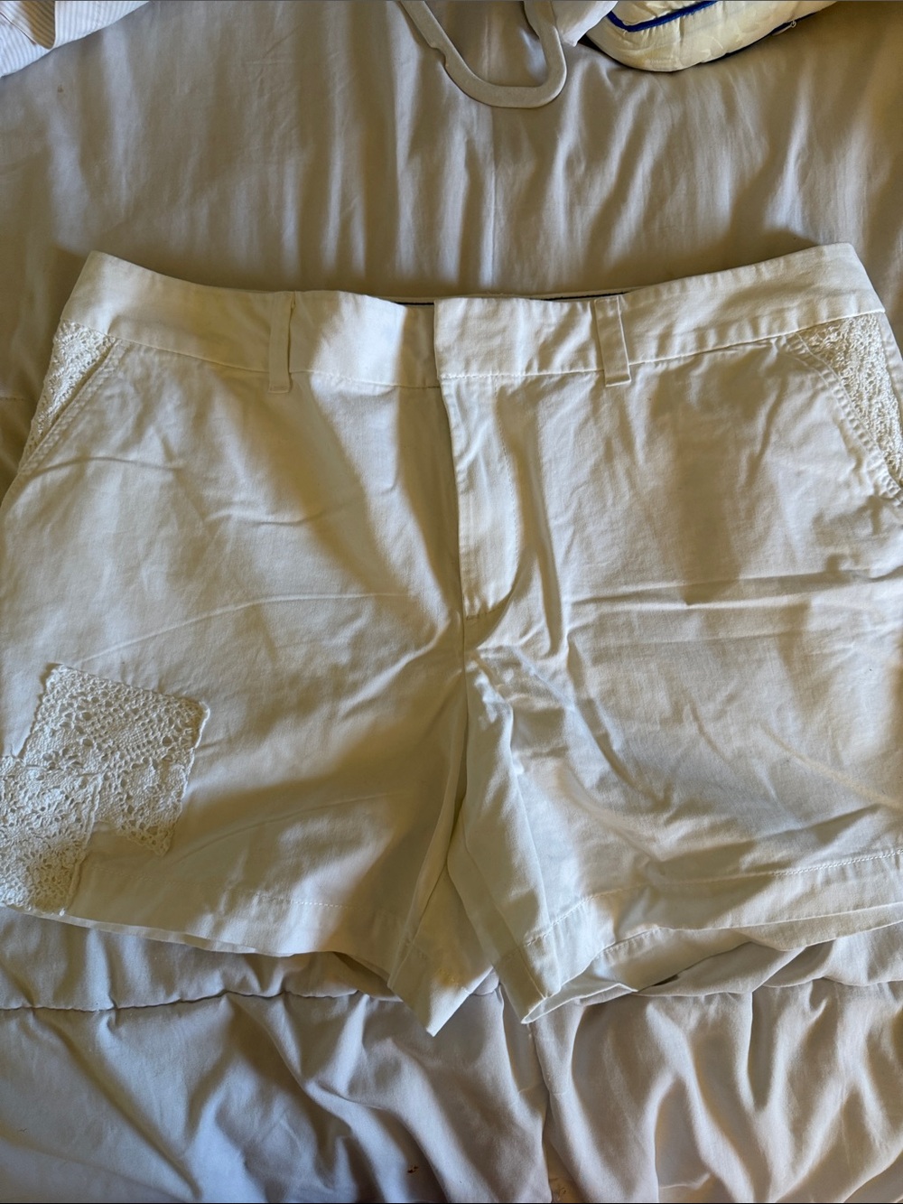 Tommy Hilfiger White High-Waist Lace Accent Shorts